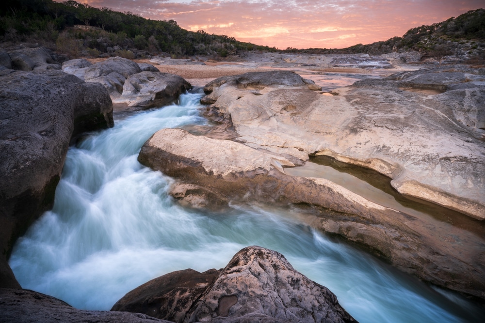 a river flowing in Pedernales Falls State Park, Texas