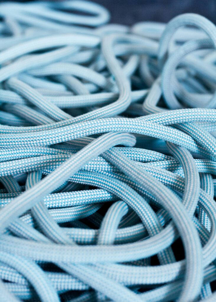 a pile of ropes that are used for rock climbing