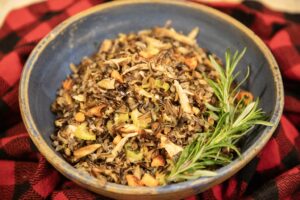 A bowl of grouse wild rice